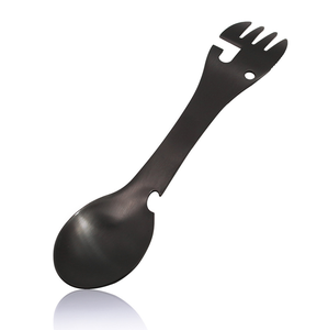 DFU80 Cuchara y Tenedor Multifuncional para Acampar al Aire Libre, Cuchillo, Abridor de Cocina, Vajilla (Negro) - Product Image 2