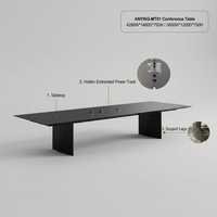 Table de conférence de direction moderne JORI AY-MT01 avec double rail d'alimentation dissimulé de 900 mm, USB, écologique, pour 6 à 10 personnes, bureau