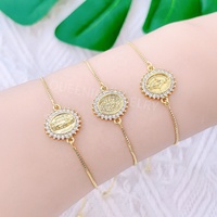 Bracelet à breloques vierge jésus Bracelet liberté Bracelet FE plaqué or 18 carats Bracelet croix pour femmes bijoux religieux
