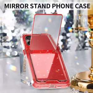 เคสโทรศัพท์มือถือดีไซน์ใหม่สุดหรู พร้อมกระจกแต่งหน้า วัสดุ TPU PC  พร้อมช่องใส่บัตร สำหรับ iPhone XR 11 15 14 16 Plus 13 12 17 Pro Max - Product Image 5