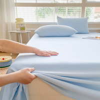 Ensemble de literie en microfibre bleu clair 3 pièces, 100% polyester, ensemble de draps doux et respirants, textile de maison pour toutes les saisons