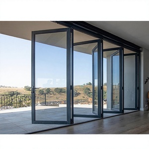 Finestre e Porte <span class=keywords><strong>in</strong></span> <span class=keywords><strong>Alluminio</strong></span> Personalizzate Apro OEM a Doppio Vetro, Porta Scorrevole Pieghevole con Tende Integrate, Prezzo Competitivo - Product Image 1