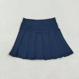 Vente en gros : Vêtements de yoga pour petites filles, robes mini plissées unies à taille haute style décontracté d'été, et jupes-culottes de sport - Product Image 5