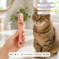 Brosse à dents double face pour chat ODM, brosse à dents pour animaux de compagnie en silicone de qualité alimentaire avec poils doux pour chats, outil de soin buccal