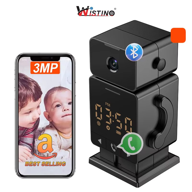 Wistino 2.4G Smart Wall Clock Camera Wifi Motion Detection Alarm Color Night Vision One Click Call Home Security Camera
