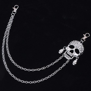 Cadena de cintura Yueli Punk Metal Skull de doble capa de aleación de zinc, estilo hip hop, informal, para pantalones. - Product Image 3
