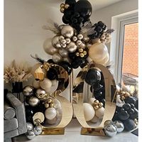 Lot de ballons ronds en latex noir, or et blanc - Mélange de 5 à 24 pouces, vente en gros pour guirlandes de ballons, décors et fournitures de fête