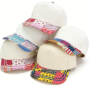 Wholesale Slogan Embroidery <strong>Baseball</strong> <strong>Cap</strong> Two Tone 5 Panels Cotton <strong>Baseball</strong> Hat with Color Block Brim - Product Image 3