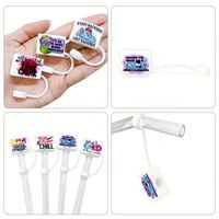 Cubiertas de Silicona para Pajitas de Grado Alimenticio con Impresión Personalizada para Tazas de Camping, Tapas Antipolvo Multicolores, No Tóxicas, Libres de BPA, para Adultos
