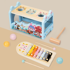 Jouet musical multifonctionnel 2-en-1 pour l'éveil éducatif : <span class=keywords><strong>banc</strong></span> de percussion en bois et <span class=keywords><strong>xylophone</strong></span> <span class=keywords><strong>à</strong></span> marteaux - Product Image 4