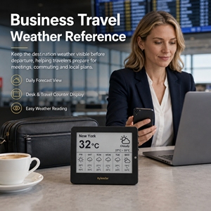 Kylendar Mini Station Météo de Voyage 4,2 pouces à Écran E-Paper, Calendrier de Bureau Compact pour la Préparation de Voyages d'Affaires et la Vérification des Prévisions Hôtelières - Product Image 3