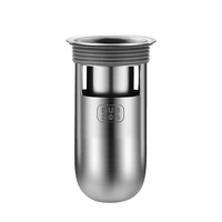 Nouveau siphon de sol en acier inoxydable 304, design moderne et minimaliste, avec insert anti-odeur en U à joint d'étanchéité profond pour salle de bain