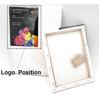 Toile vierge blanche sur châssis, panneau de toile pour artiste, toile tendue pour peinture à l'huile et acrylique, logo personnalisé, emballage sous film rétractable