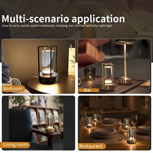 LED Night Table Lamp ABS Plastic Rechargeable Dimmable 3 Temperatures Black European Design Home Decoration Outdoor Reading - Product Image 4