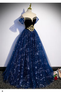 Mode eine Linie lange Tüll Pailletten boden lang Königsblau offenes Korsett zurück sexy Ballkleid Abendkleid - Product Image 6