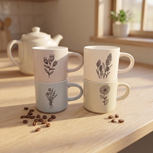 Taza de Porcelana con Diseño Floral Retro Creativo, Estilo Clásico, Apta para Lavavajillas y Microondas, Regalo Ideal para Café - Product Image 2