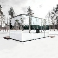 Maison préfabriquée en conteneur, design modulaire rectangulaire en verre trempé miroir, pour bureau, villa, maison préfabriquée