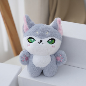 Porte-clés en peluche loup aux grands yeux, style dessin animé mignon, jouet animal en peluche, breloque, poupée en peluche - Product Image 4