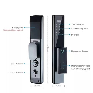 Qleung S928-1 Tuya - Serrure <span class=keywords><strong>de</strong></span> porte intelligente en aluminium avec télécommande, mot <span class=keywords><strong>de</strong></span> <span class=keywords><strong>passe</strong></span>, empreinte digitale, carte, entièrement automatique, Wi-Fi, alliage d'aluminium - Product Image 3
