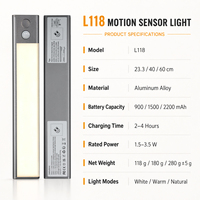 Lampe LED sans fil magnétique rechargeable à détecteur de mouvement en aluminium écologique pour armoire, cuisine, chambre, escalier, couloir – Personnalisable