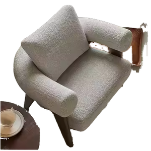 Sedia da salotto moderna in legno massello con crema di lana di pecora Design per il tempo libero per <span class=keywords><strong>soggiorno</strong></span> o balcone <span class=keywords><strong>mobili</strong></span> per la casa - Product Image 4