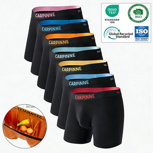 Calzoncillos bóxer clásicos para <span class=keywords><strong>hombre</strong></span> al por mayor, transpirables, de punto, de elastano/nailon, 3D, que absorben la humedad, con logo en la cintura - Product Image 2