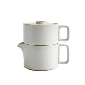 Juego de café personalizado de gres de cerámica nórdica, cafetera Manual para café en casa