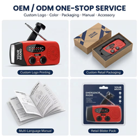Radio d'urgence solaire 6-en-1 avec logo personnalisé, manivelle, certifiée CE FCC RoHS, batterie externe 2000 mAh, lampe torche LED, compatible FBA