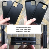 Coque de téléphone personnalisée noire rigide à double rainure avec bord rainuré en TPU pour iphone 16 15 14 13 12 11 Pro Max 7 8 Plus Xs Max