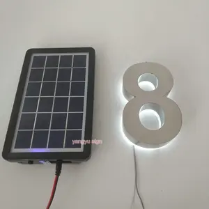 3D светодиодный светильник на солнечной батарее, номера домов, номера из нержавеющей стали с подсветкой для дверей отеля