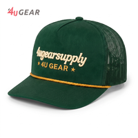 Casquette Trucker 4U verte en maille, 5 panneaux contrastants, réglable avec fermeture Snapback, pour un style décontracté et tendance en extérieur, unisexe, collection Printemps-Été