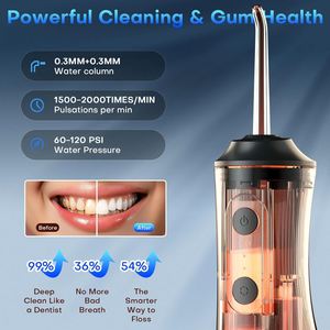 Portable Electric <b>Wireless</b> Dental Water Flosser 300ML Tank & 4 Jet Tips Rechargeable Cordless IPX7 Waterproof for Teeth Cleaning - Product Image 3