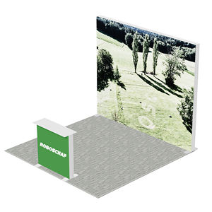 บูธแสดงสินค้าแบบโมดูลาร์ขนาด 3*3 เมตร ผนังเดี่ยวพร้อมฉากหลังลายธรรมชาติสีเขียว  พร้อมเคาน์เตอร์ธีมรักษ์โลก สำหรับงานแสดงสินค้าแบบพกพา - Product Image 4