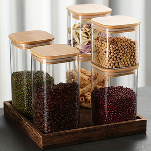Juego de Recipientes Herméticos para Alimentos con Tapa de Bambú, Caja de Almacenamiento de Alimentos Natural y Ecológica, Recipiente para Alimentos Resistente a las Bacterias - Product Image 1