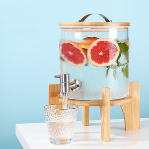 Carafe à eau froide avec robinet, distributeur de boissons en verre de grande capacité pour limonade, jus, boisson enzymatique - Product Image 3