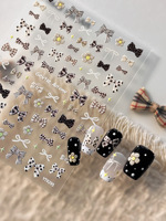 Autocollants 5D en relief TSZS pour ongles, motifs pois, nœuds et fleurs, décorations d'ongles DIY auto-adhésives délicates, vente en gros