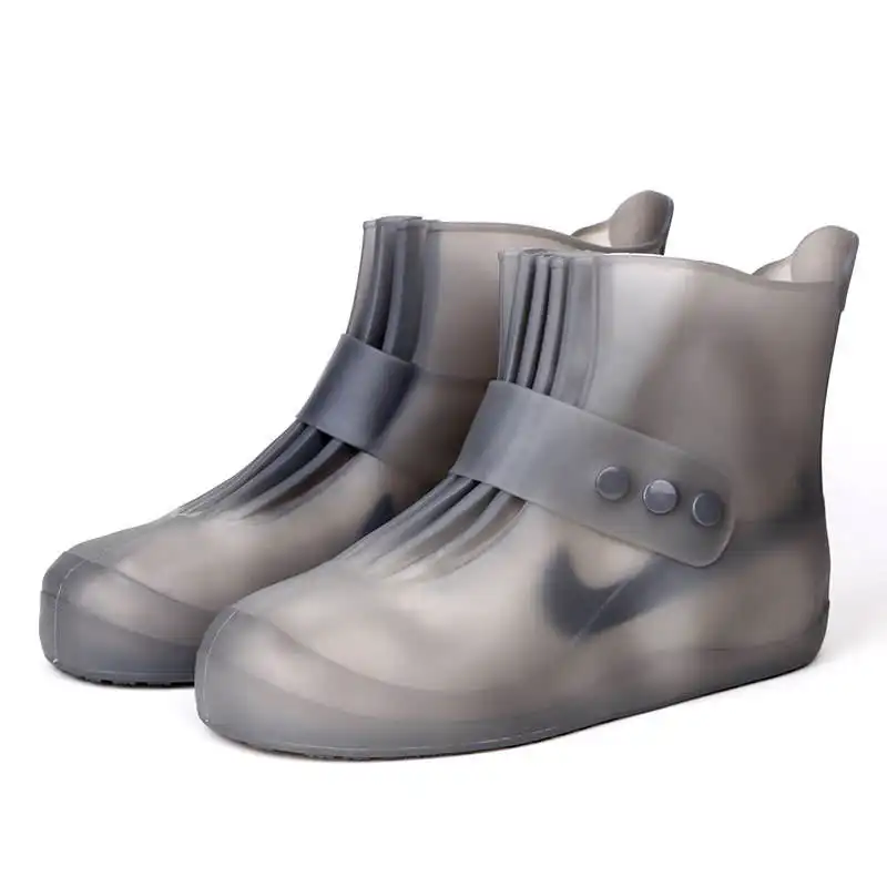 Sepatu tahan hujan pelindung sepatu boot hujan tahan air untuk Wanita Pria Sepatu silikon Skidproof penutup sepatu bot hujan silikon