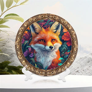Nouveau Design de haute qualité délicat beau <span class=keywords><strong>renard</strong></span> peinture coloré Animal <span class=keywords><strong>dessin</strong></span> résine disque Art artisanat plaque maison ornements - Product Image 5