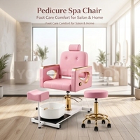 Fauteuil de pédicure hydraulique inclinable de luxe pour salon de beauté, avec massage des pieds, pour nail art et pédicure, et bassin de trempage des pieds mobile
