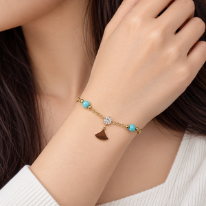 Colored Bead <b>Charm</b> <b>Bracelet</b> Stainless steel, colored beads and cubic zirconia Lobster Clasp Gold and <b>silver</b> colors - Product Image 5