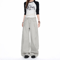 Pantalon décontracté ample à jambes larges de marque américaine tendance avec rivets métalliques – Versions homme et femme en jean