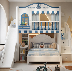 <span class=keywords><strong>Lit</strong></span> Queen Size <span class=keywords><strong>Lit</strong></span> mezzanine avec rideaux Fabricant de meubles de chambre à coucher de Chine Table d'étude et toboggan - Product Image 1