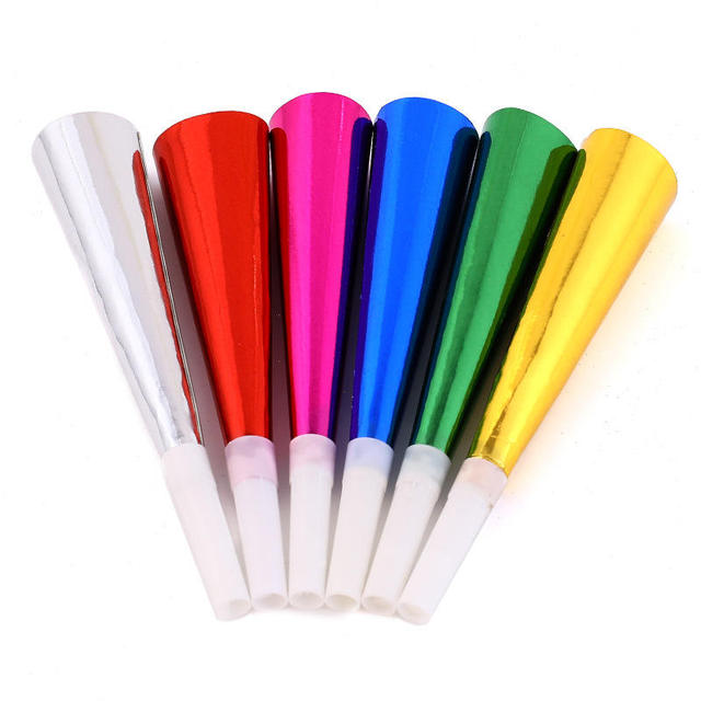 New Year Toy Supplier Party Favors Noise Makers Metal Blowouts Paper Noise Makers