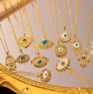 Kadınlar için ucuz kaliteli göz kolye olmayan solma türk mavi gözler kolye titanyum çelik kolye niş klavikula zinciri