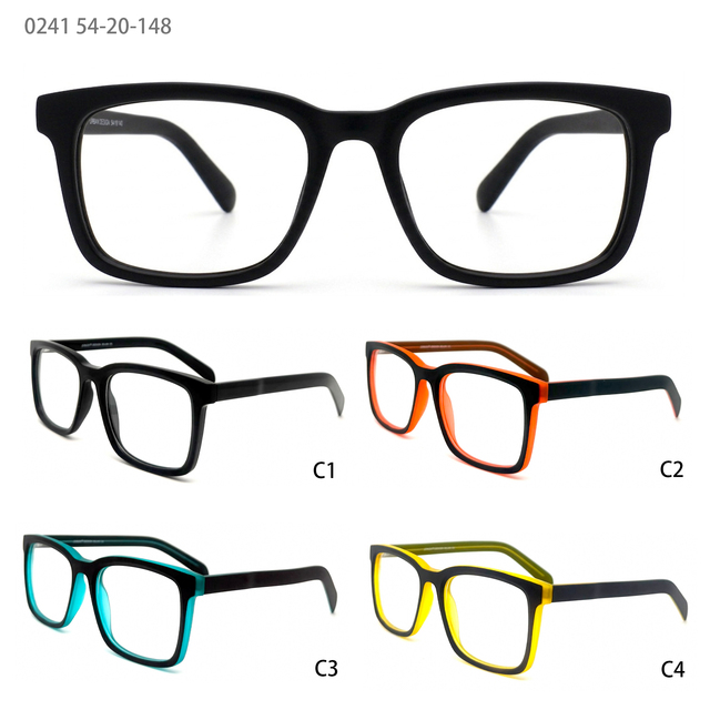 Rectangle Unisex TR90 Optical Glasses Classic Style Solid Lightweight Comfortable Full-Frame Black Contrast Color Metal Hinge