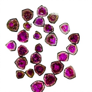 Rodajas de Turmalina Sandía 100% Natural de Alta Calidad, Cabujón de Cristal Liso, Piedra Preciosa Suelta, Certificada por Terceros, Personalizable - Product Image 1
