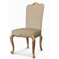 Fauteuil de salle à manger sans accoudoirs en bois massif, style palais français de luxe, décor doré sculpté à la main, rembourré en tissu