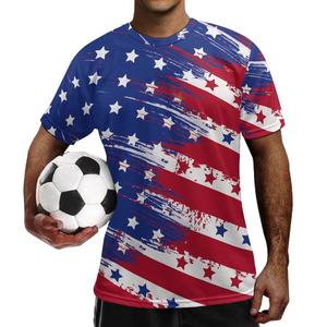 प्लस आकार फुटबॉल जर्सी 3D प्रिंट अमेरिकी ध्वज फुटबॉल वर्दी सबसे अच्छा लघु आस्तीन वस्त्र कस्टम फुटबॉल पुरुषों फुटबॉल वर्दी - Product Image 1