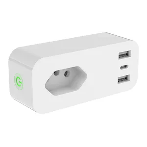 Brazilian Inmetro 3 Pin 16A 250 VAC WiFi Multiple Function Socket China Factory White Type-c Charger Plug Adapter with USB