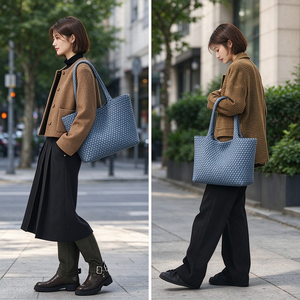 Wholesale Fashion <b>Woven</b> Water Resistant Zipper Closure <b>Straw</b> Handbag Trend Large Capacity Casual Lady Shoulder Tote <b>Bags</b> Women - Product Image 6